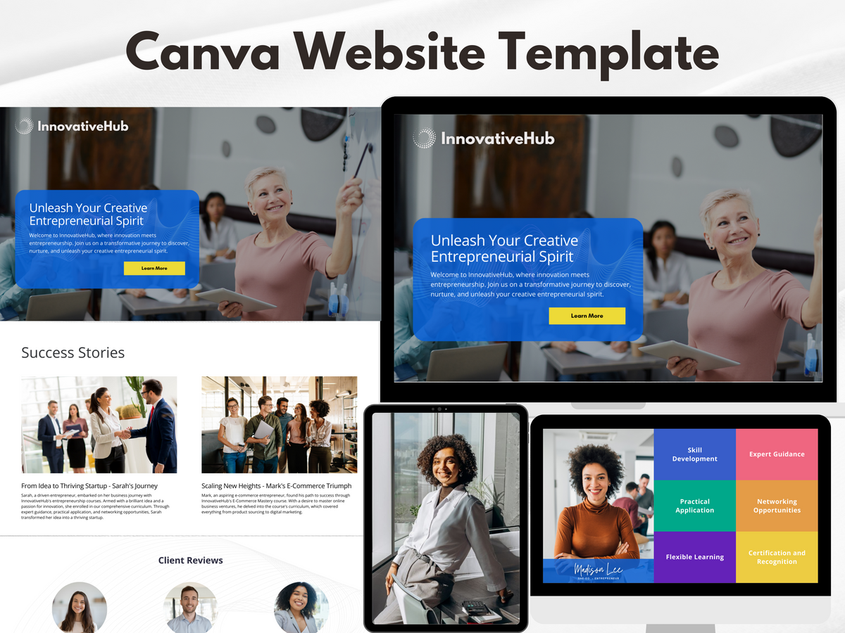 InnovativeHub - Entrepreneur Course Website Canva Template